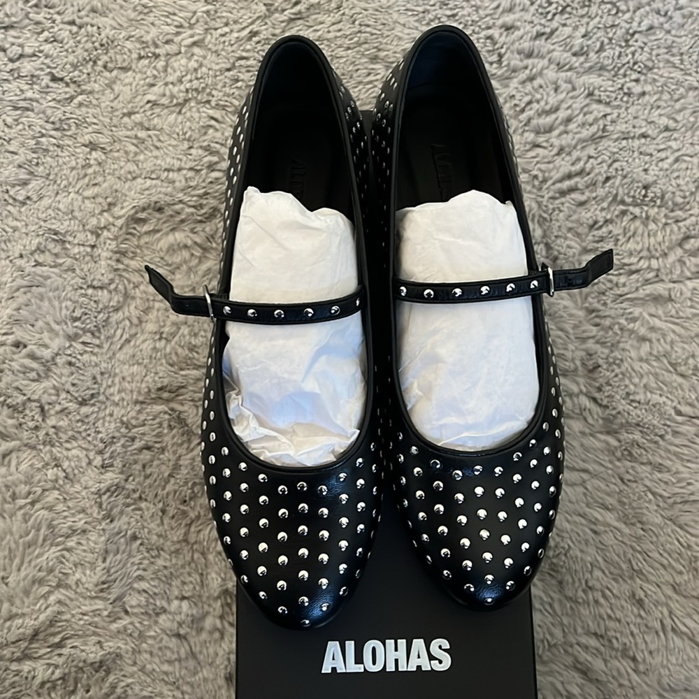 ALOHAS Lucien Black Leather Ballet Flats Pointed Toe EU39 US8.5 NWT Luxury - Picture 11 of 12